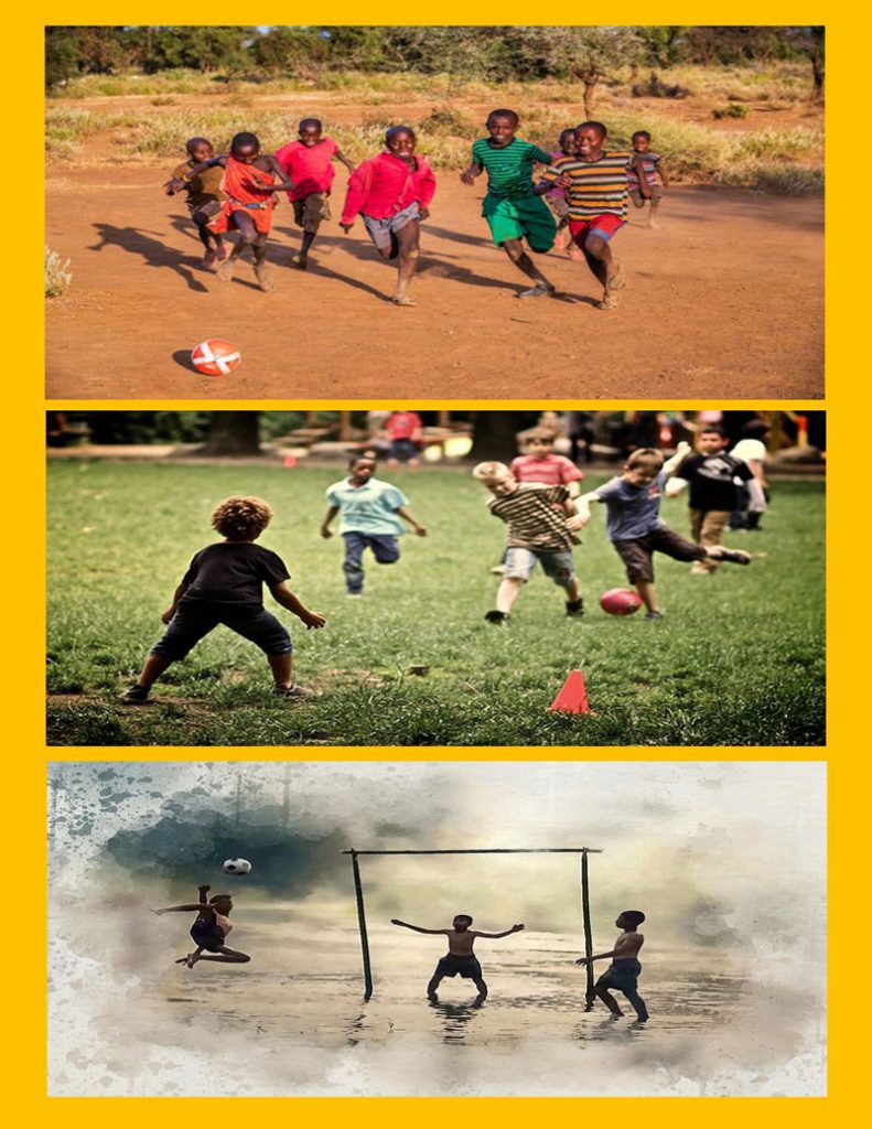 Children playing soccer with self-made balls under different weather conditions | 25 Interesting Facts and Figures About Why Soccer Is the Most Popular Sport in the World